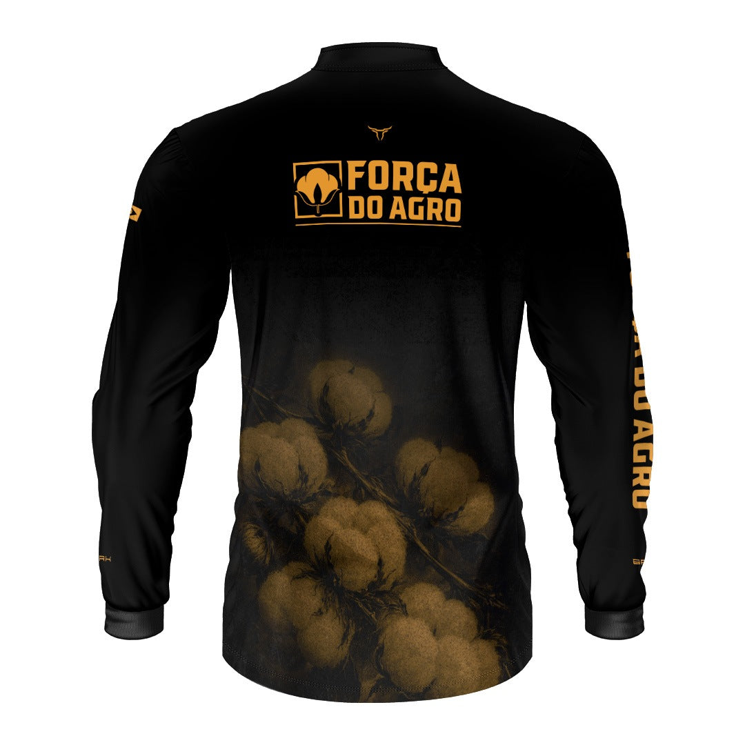 Camisa Agro BRK Força do Agro Algodão Sombreado com Proteção UV50+ Preta - Brk Agro