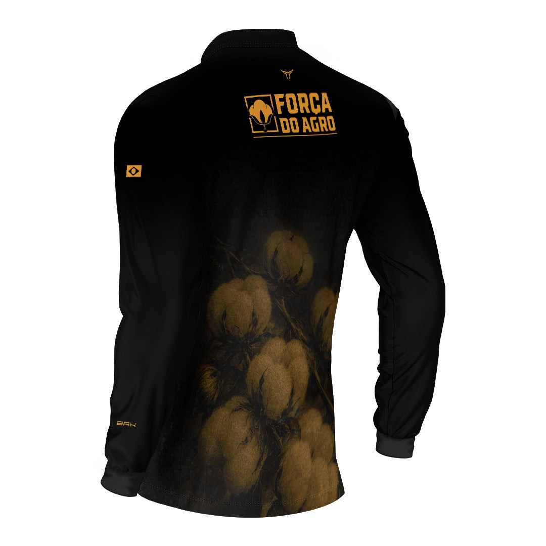 Camisa Agro BRK Força do Agro Algodão Sombreado com Proteção UV50+ Preta - Brk Agro