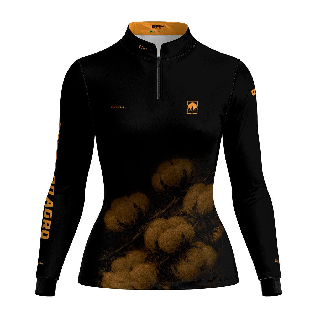 Camisa Agro Feminina BRK Força do Agro Algodão Sombreado com Proteção UV50+ Preta - Brk Agro