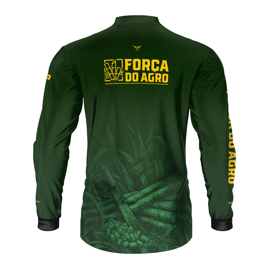 Camisa Agro BRK Força do Agro Cana-de-Açúcar Sombreada com Proteção UV50+ Verde - Brk Agro