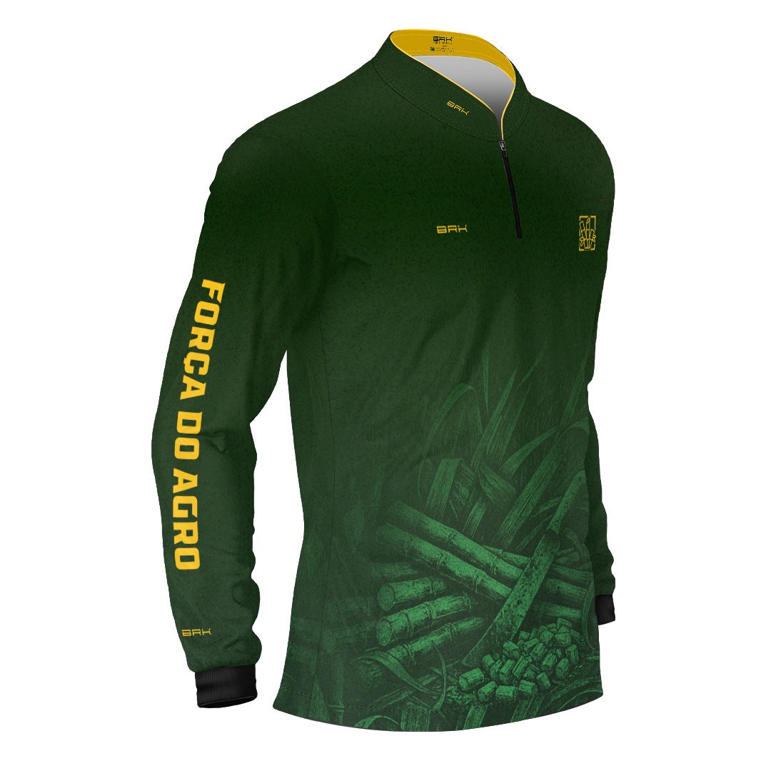 Camisa Agro BRK Força do Agro Cana-de-Açúcar Sombreada com Proteção UV50+ Verde - Brk Agro