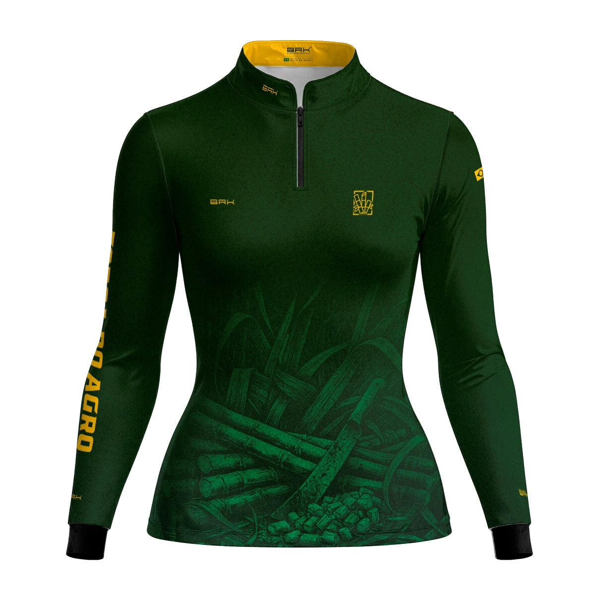 Camisa Agro Feminina BRK Força do Agro Cana-de-Açúcar Sombreada com Proteção UV50+ Verde - Brk Agro