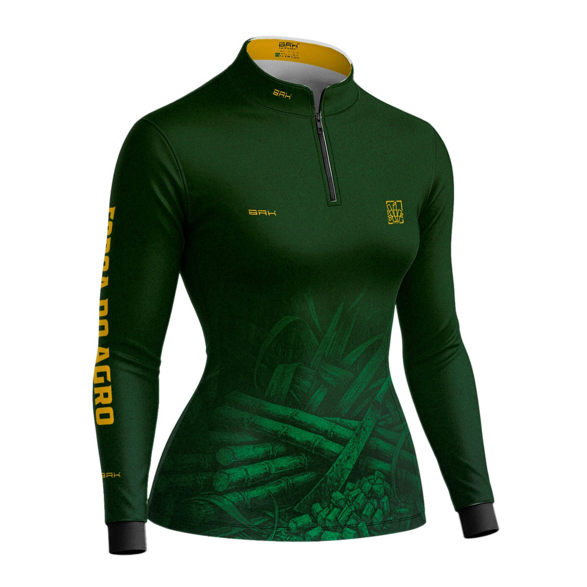 Camisa Agro Feminina BRK Força do Agro Cana-de-Açúcar Sombreada com Proteção UV50+ Verde - Brk Agro