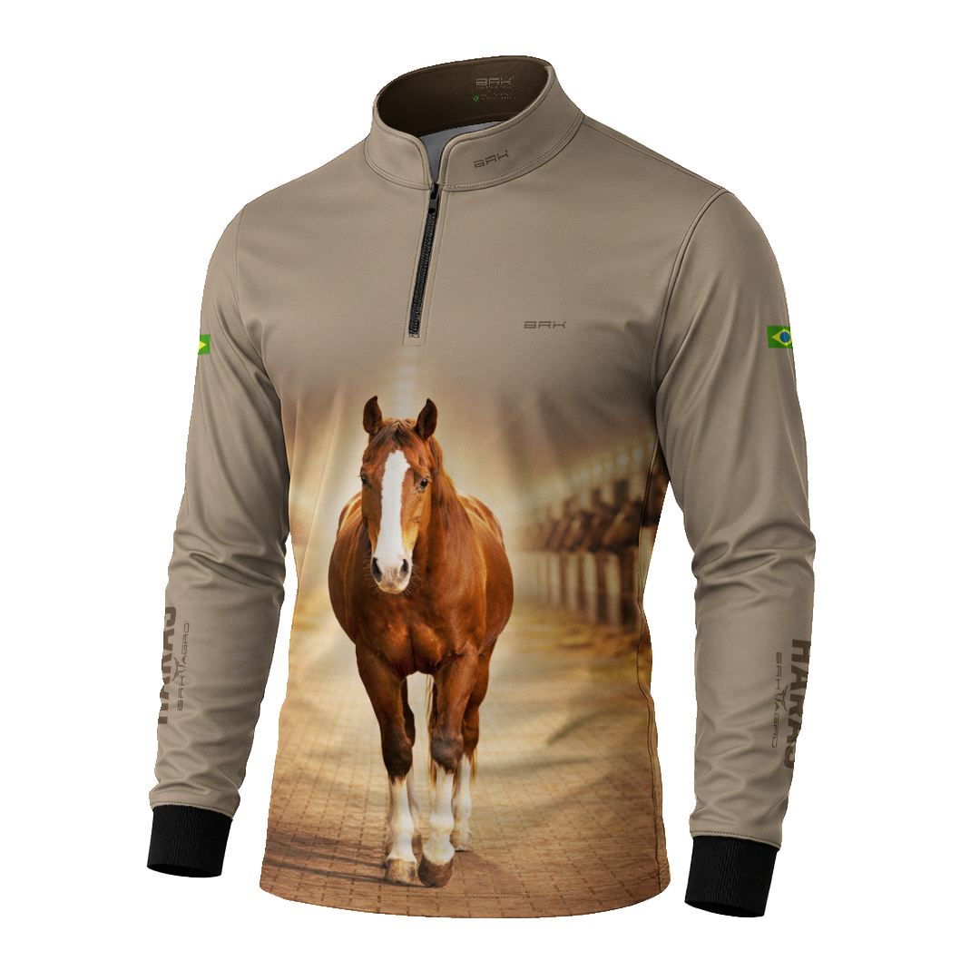 Camisa Agro BRK Cavalo Haras com Proteção Solar UV50+ Bege