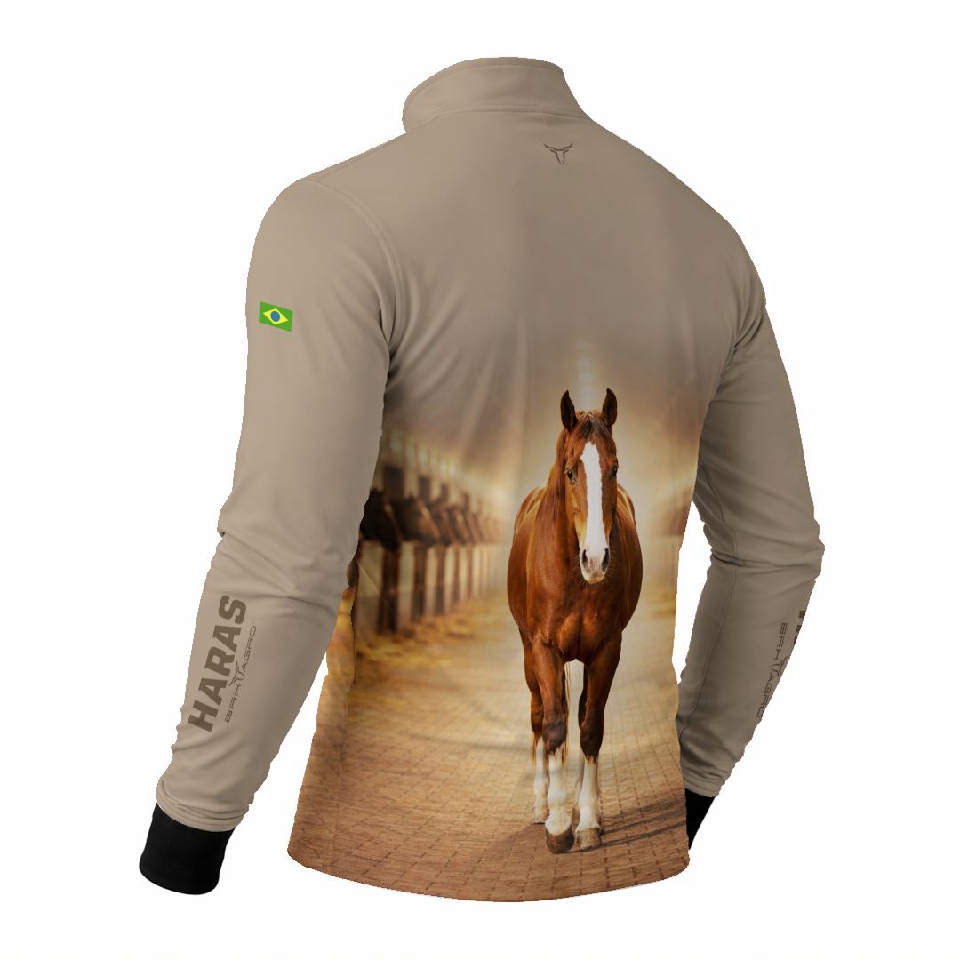 Camisa Agro BRK Cavalo Haras com Proteção Solar UV50+ Bege