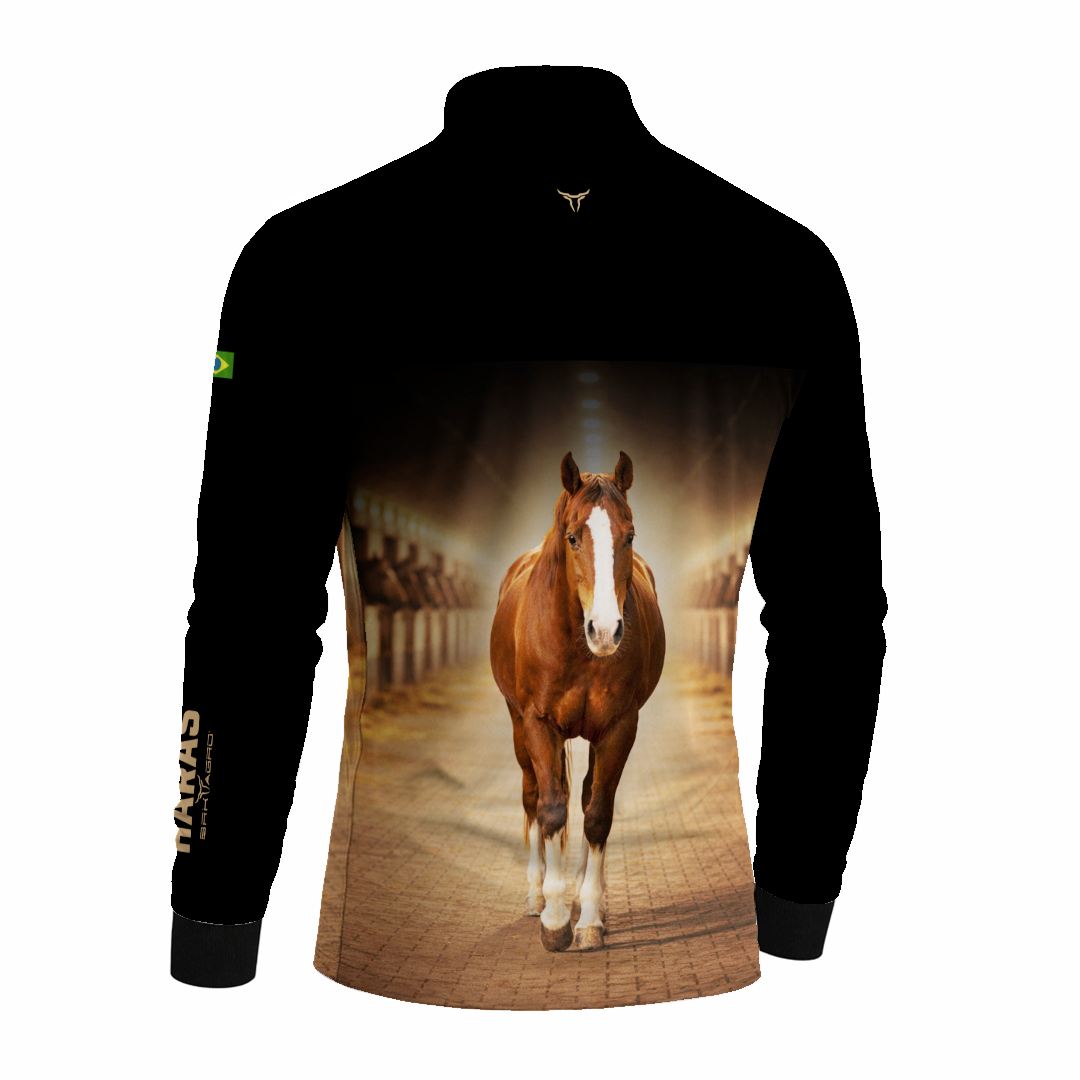 Camisa Agro BRK Cavalo Haras com Proteção Solar UV50+ Preta