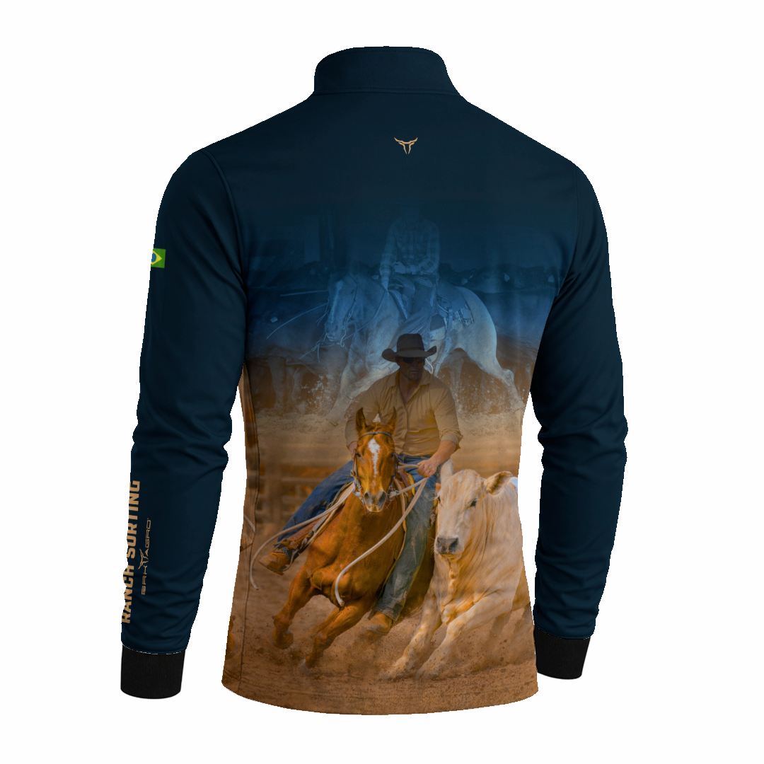 Camisa Agro BRK Cowboy com Proteção Solar UV50+ Azul Marinho