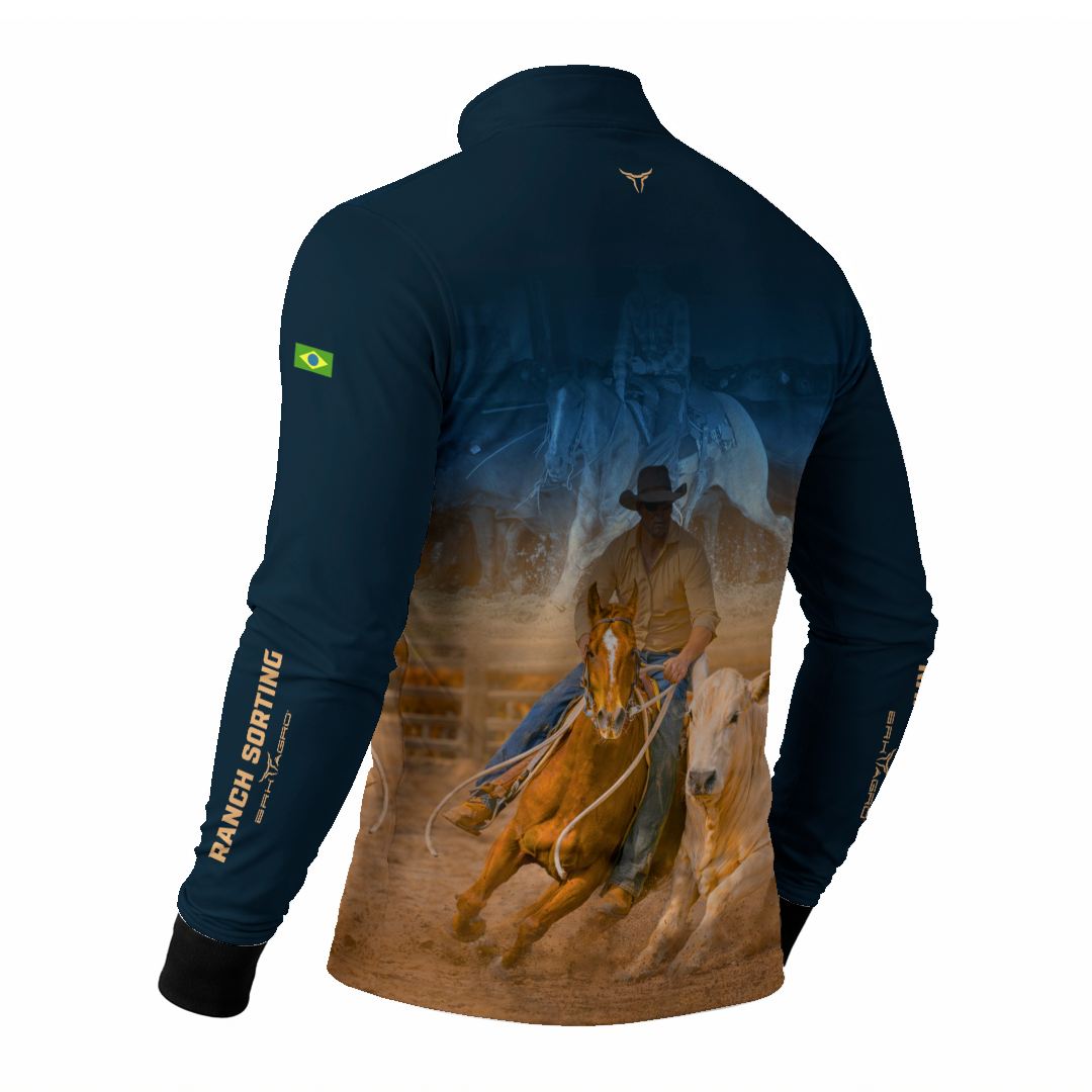Camisa Agro BRK Cowboy com Proteção Solar UV50+ Azul Marinho