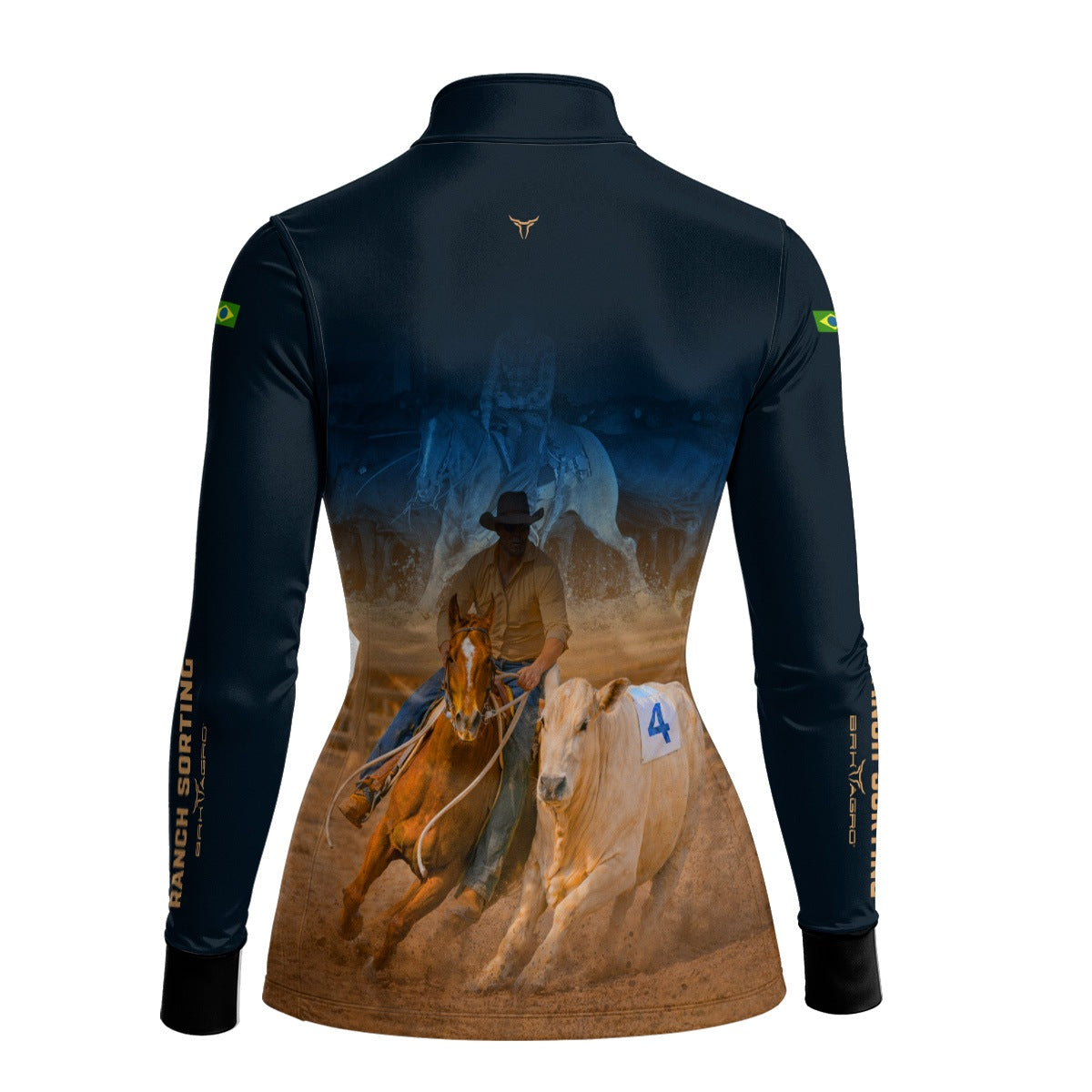 Camisa Agro Feminina BRK Cowboy com Proteção Solar UV50+ Azul Marinho