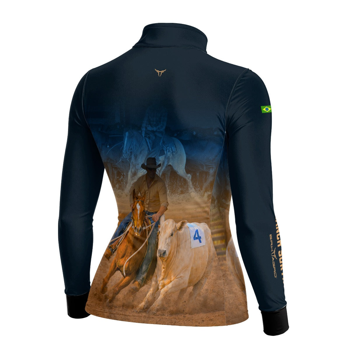 Camisa Agro Feminina BRK Cowboy com Proteção Solar UV50+ Azul Marinho