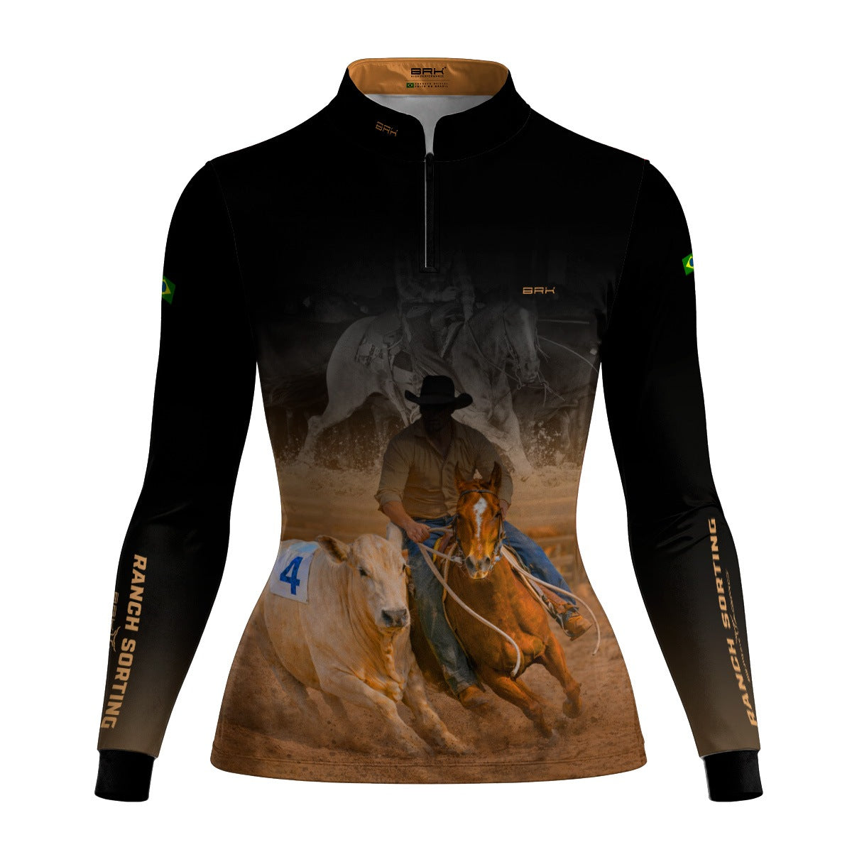 Camisa Agro Feminina BRK Cowboy com Proteção Solar UV50+ Preta
