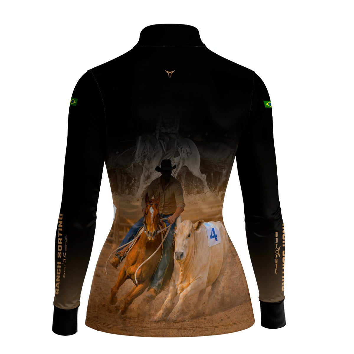 Camisa Agro Feminina BRK Cowboy com Proteção Solar UV50+ Preta