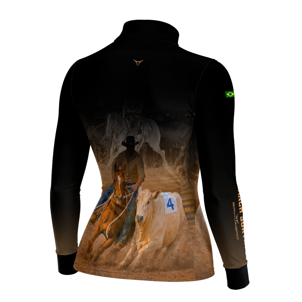 Camisa Agro Feminina BRK Cowboy com Proteção Solar UV50+ Preta