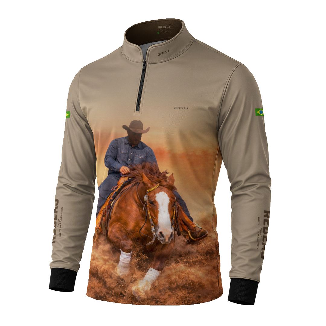 Camisa Agro BRK Rédeas Cowboy com Proteção Solar UV50+ Bege