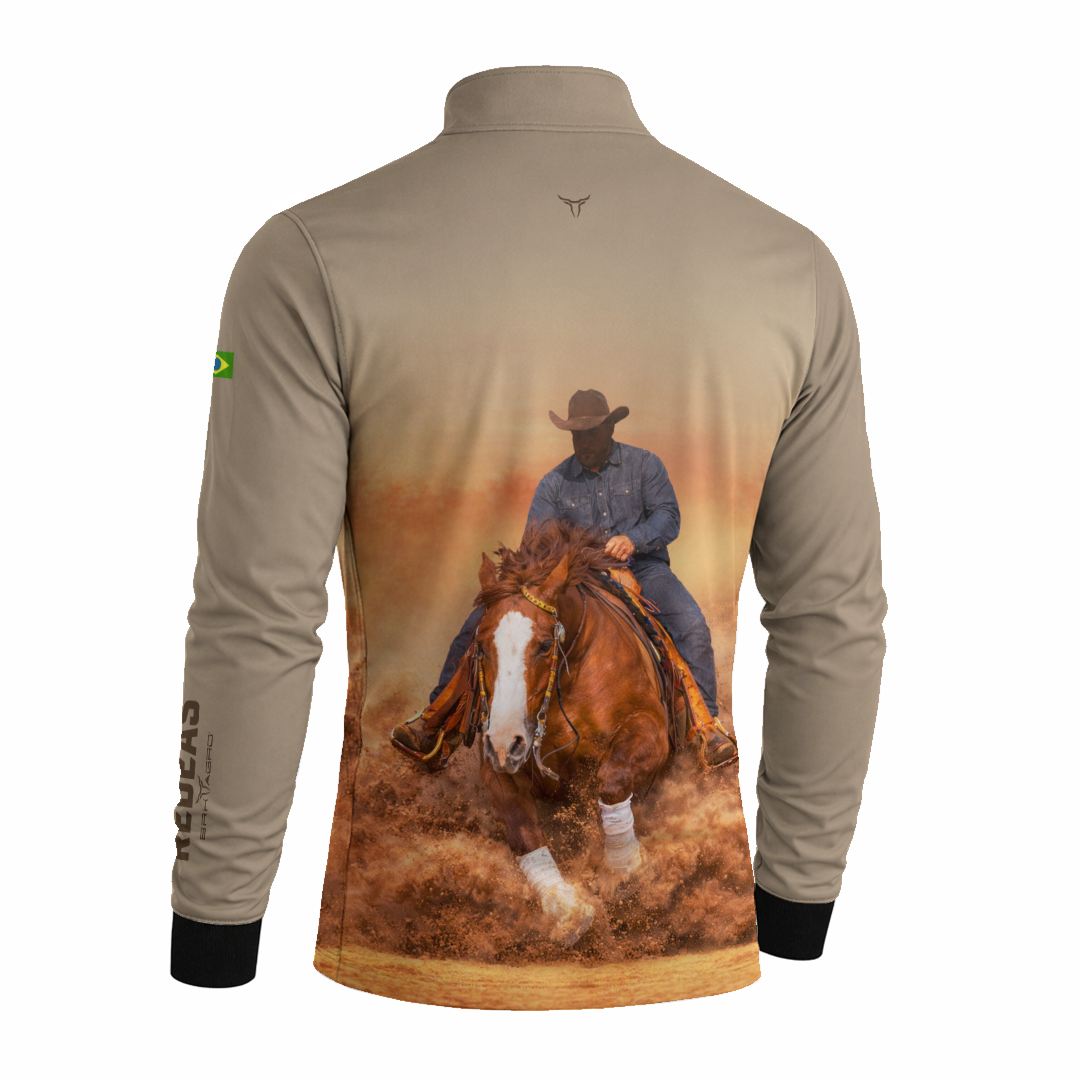 Camisa Agro BRK Rédeas Cowboy com Proteção Solar UV50+ Bege