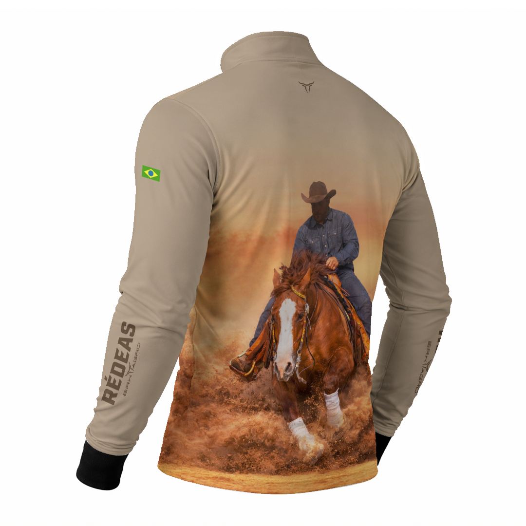 Camisa Agro BRK Rédeas Cowboy com Proteção Solar UV50+ Bege