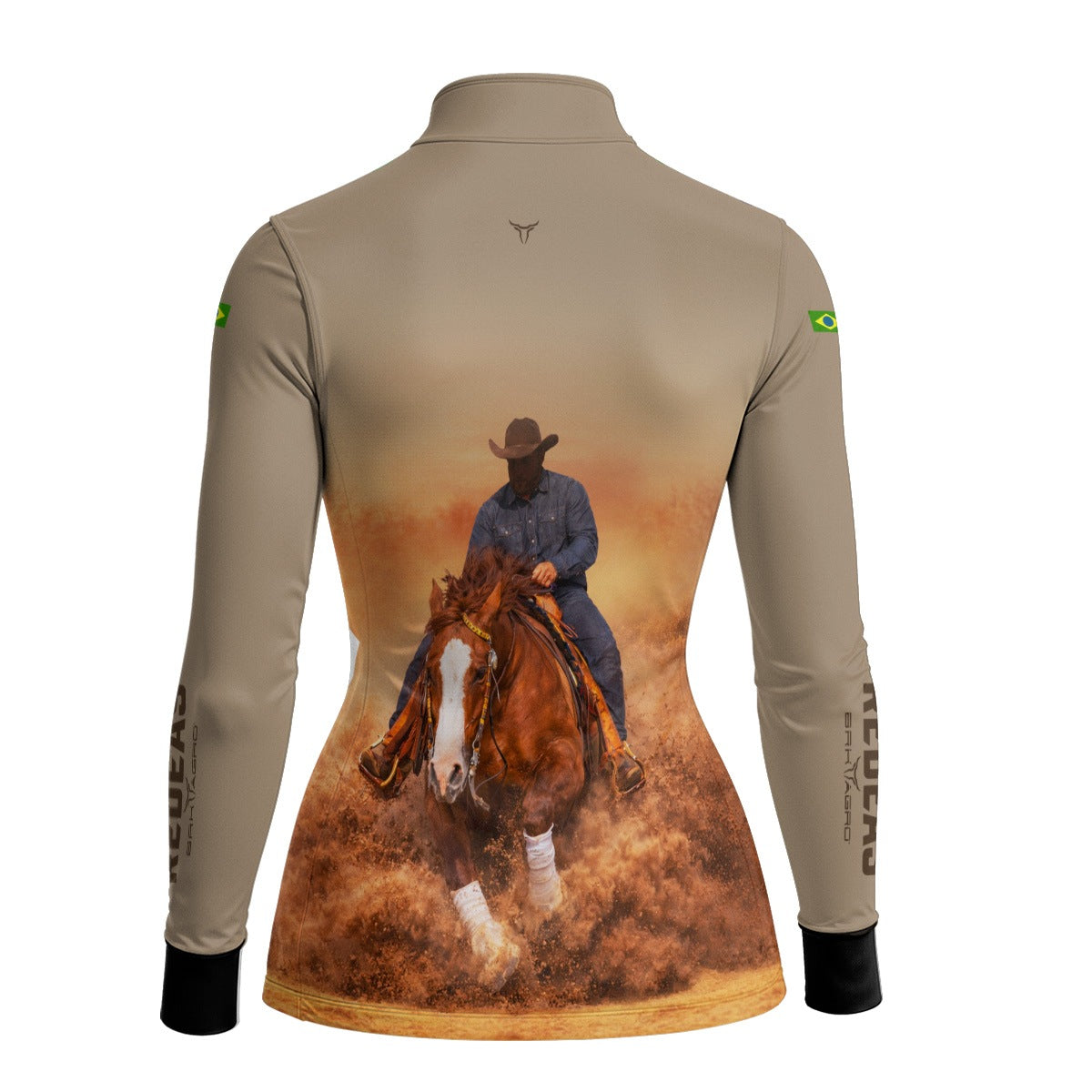 Camisa Agro Feminina BRK Rédeas Cowboy com Proteção Solar UV50+ Bege