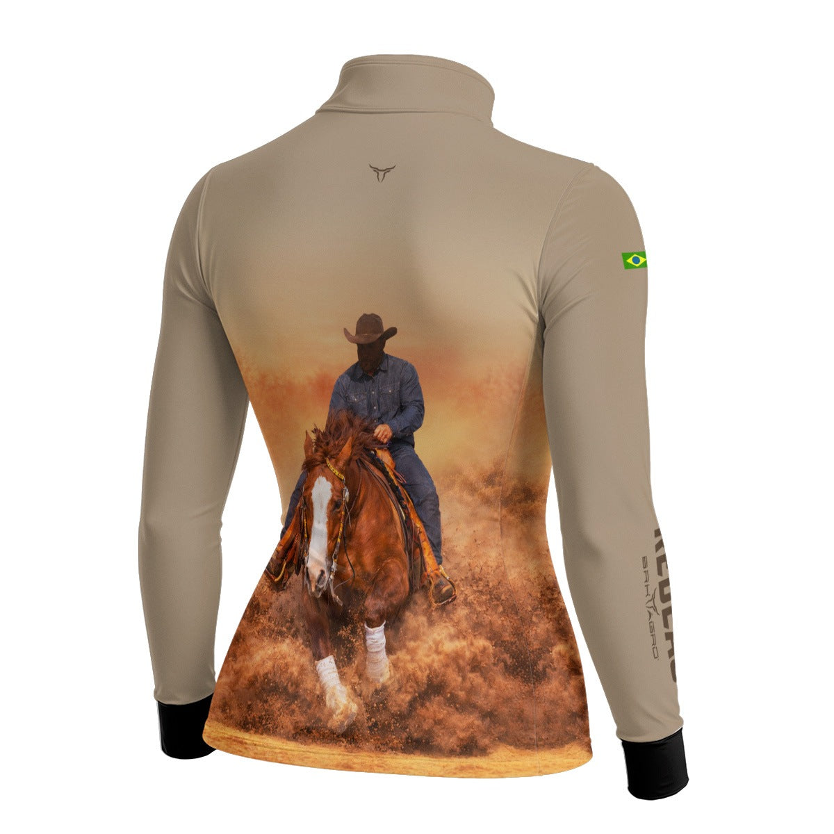 Camisa Agro Feminina BRK Rédeas Cowboy com Proteção Solar UV50+ Bege