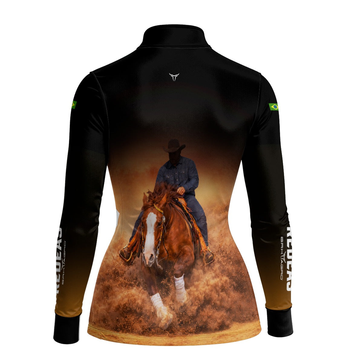 Camisa Agro Feminina BRK Rédeas Cowboy com Proteção Solar UV50+ Preta