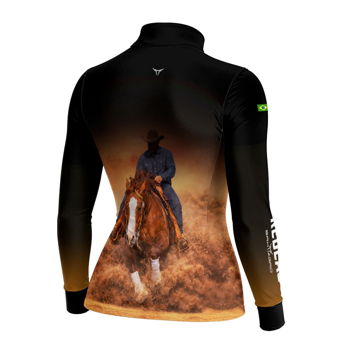 Camisa Agro Feminina BRK Rédeas Cowboy com Proteção Solar UV50+ Preta