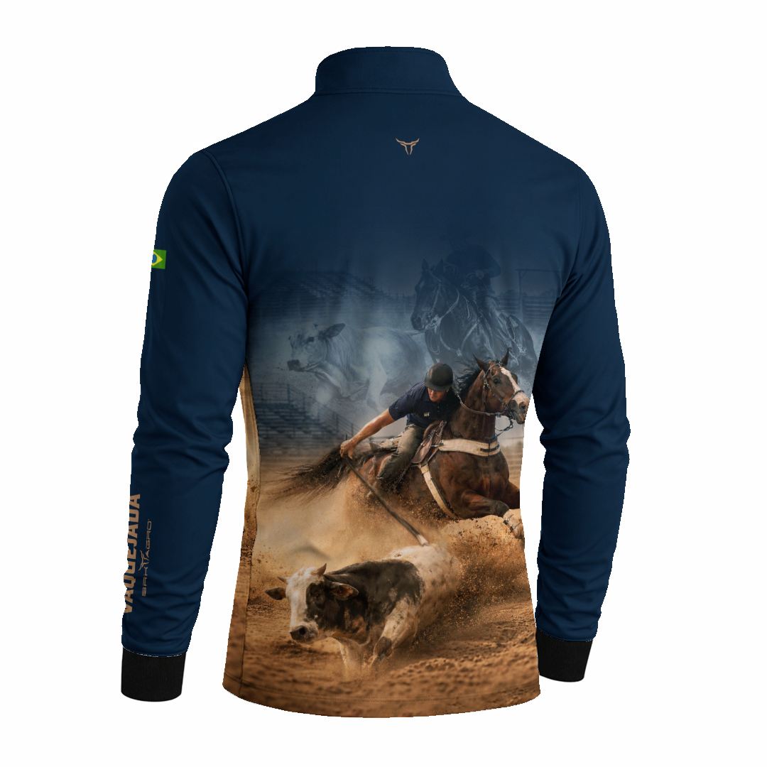 Camisa Agro BRK Vaquejada Cowboy com Proteção Solar UV50+ Azul Marinho