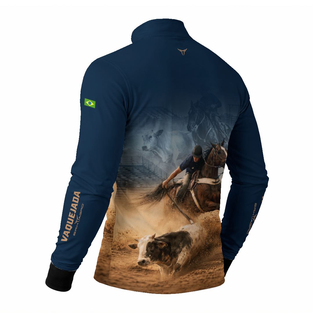Camisa Agro BRK Vaquejada Cowboy com Proteção Solar UV50+ Azul Marinho