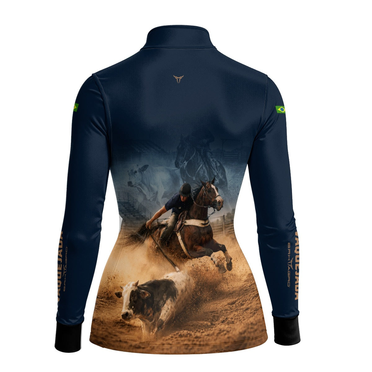 Camisa Agro Feminina BRK Vaquejada Cowboy com Proteção Solar UV50+ Azul Marinho