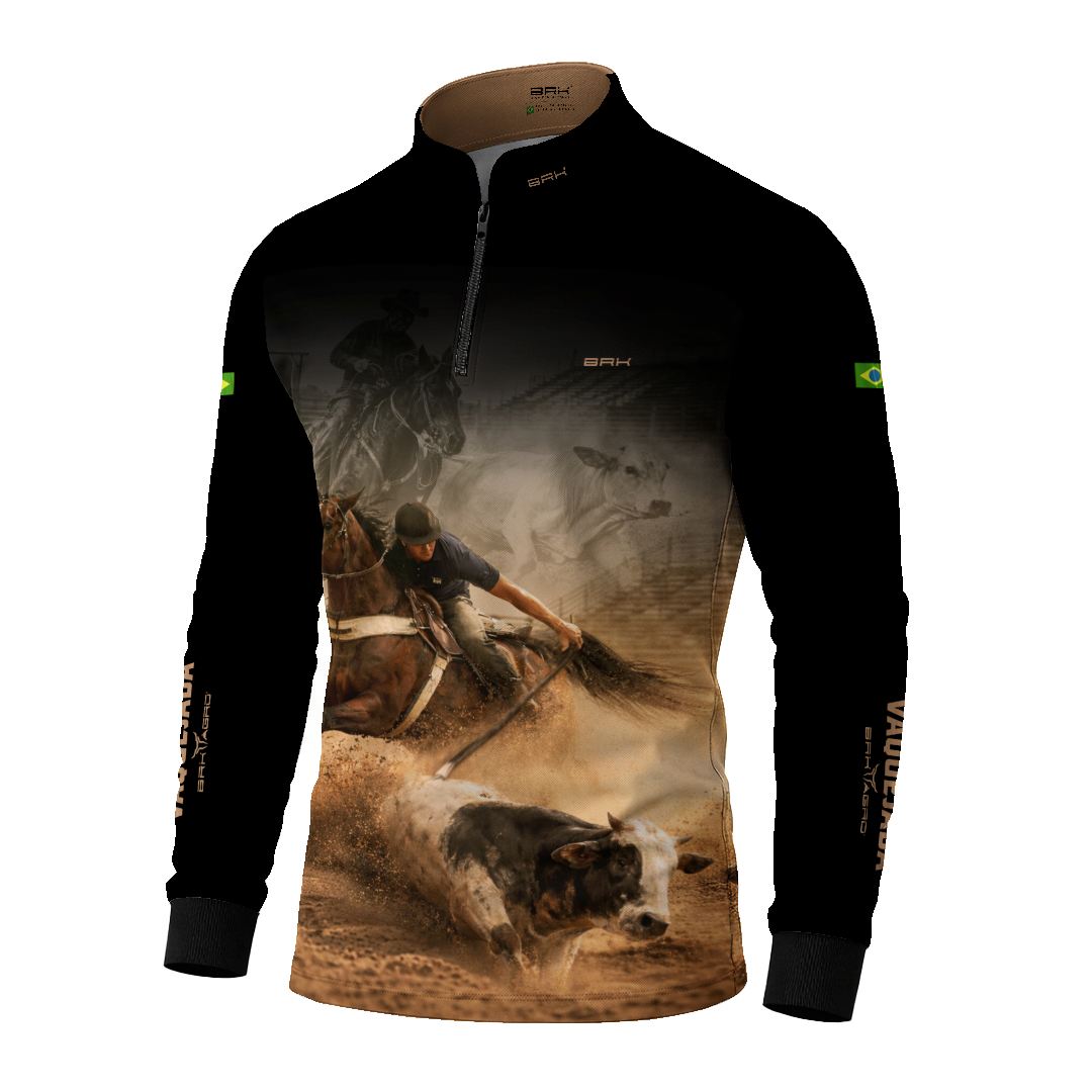Camisa Agro BRK Vaquejada Cowboy com Proteção Solar UV50+ Preta