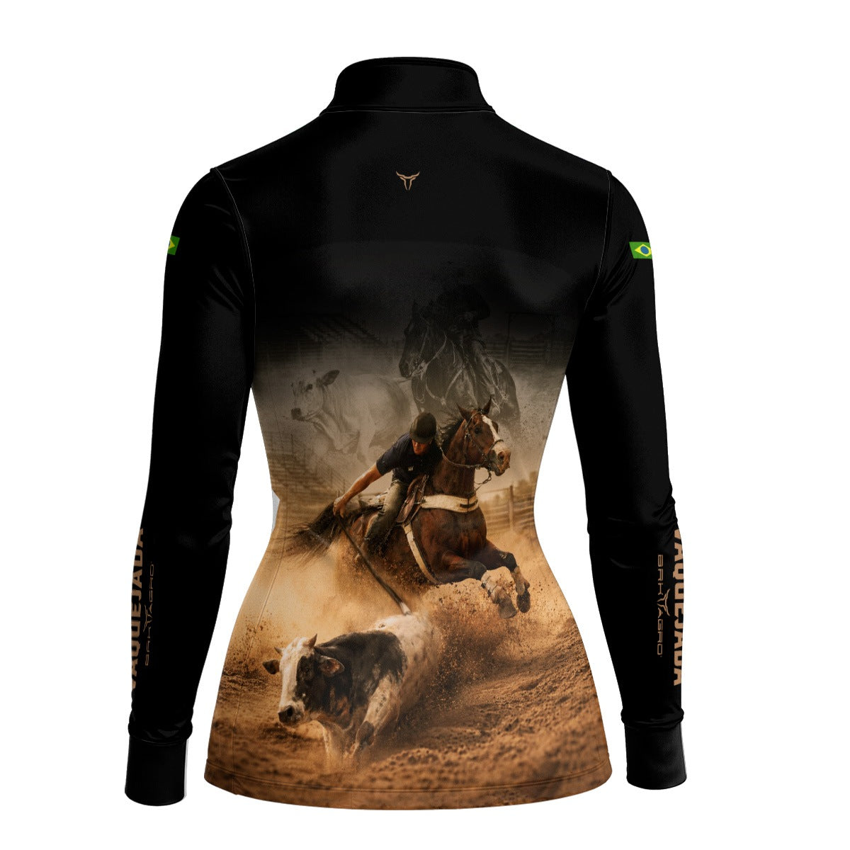 Camisa Agro Feminina BRK Vaquejada Cowboy com Proteção Solar UV50+ Preta