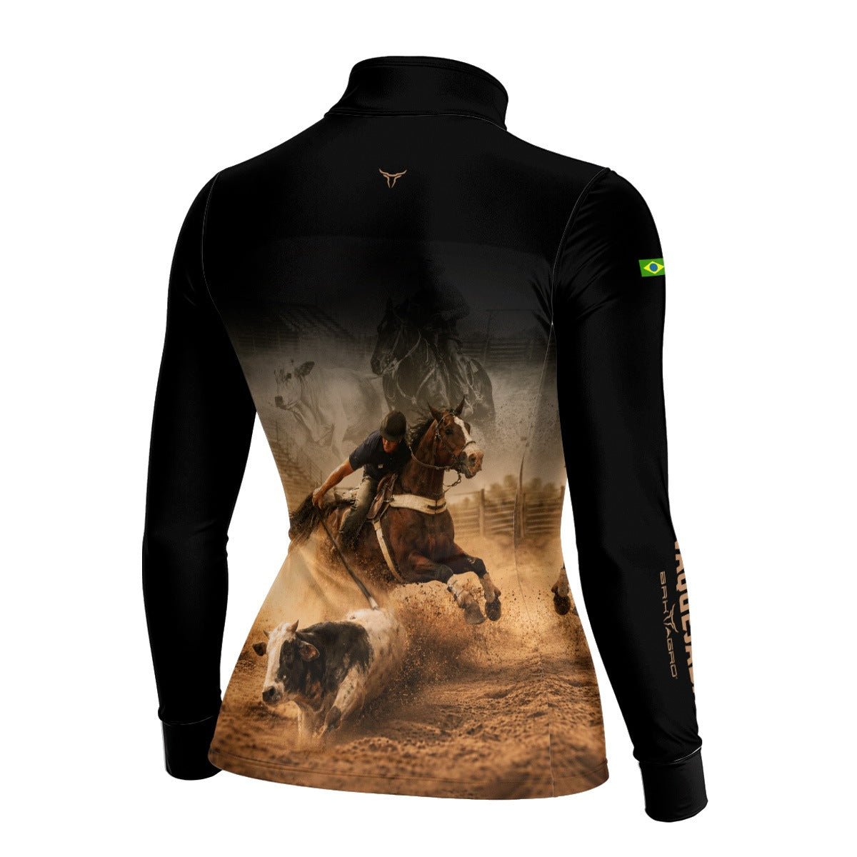 Camisa Agro Feminina BRK Vaquejada Cowboy com Proteção Solar UV50+ Preta