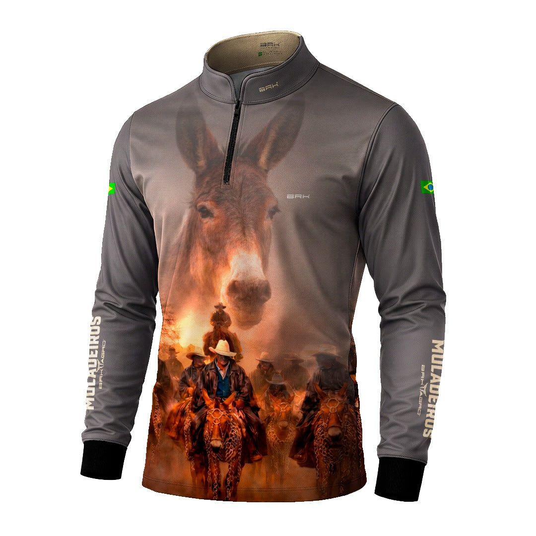 Camisa Agro BRK Muladeiros Mula com Proteção Solar UV50+ Cinza