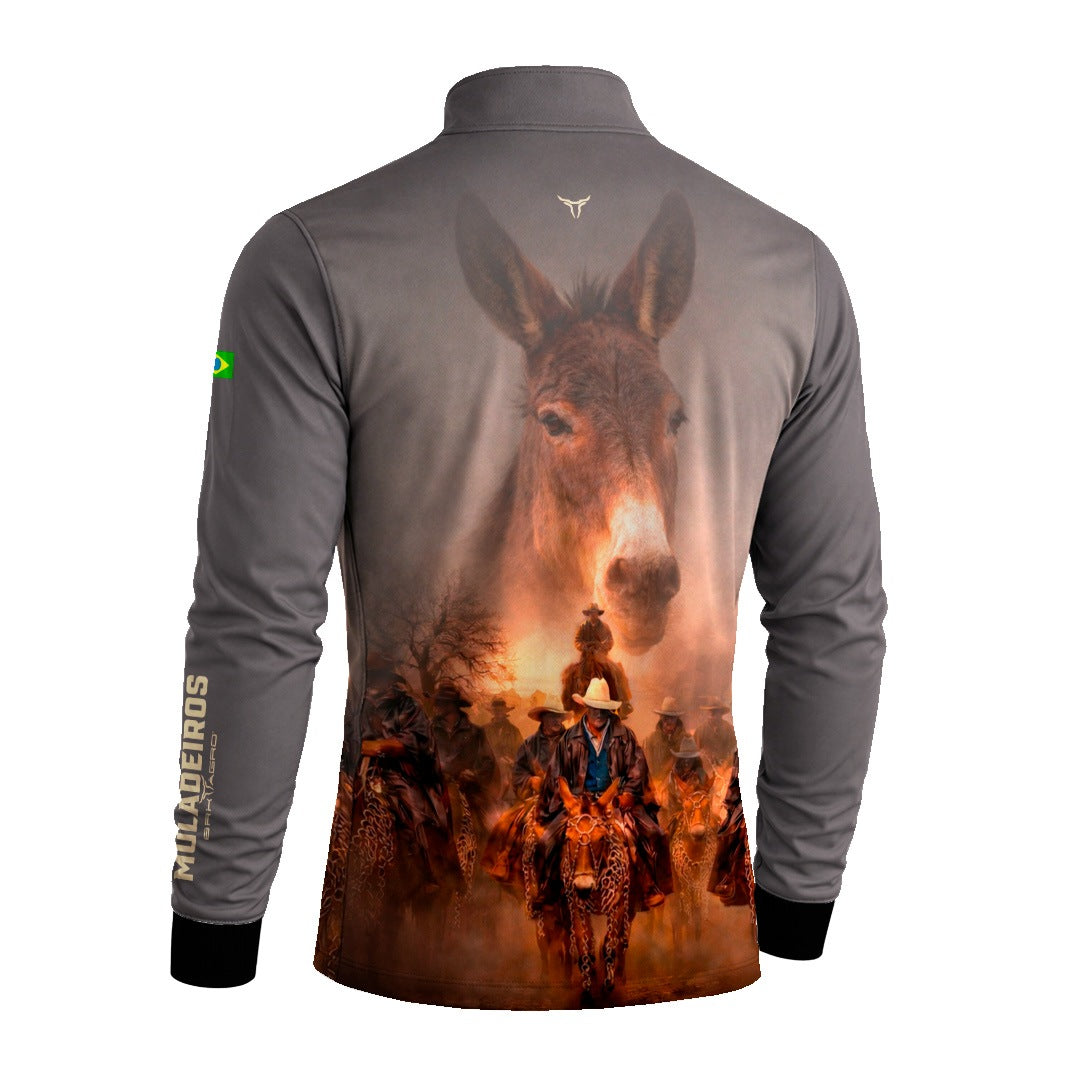 Camisa Agro BRK Muladeiros Mula com Proteção Solar UV50+ Cinza