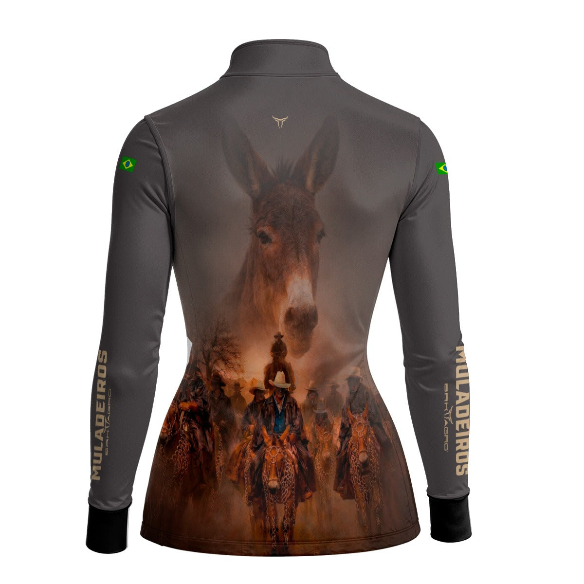 Camisa Agro Feminina BRK Muladeiros Mula com Proteção Solar UV50+ Cinza