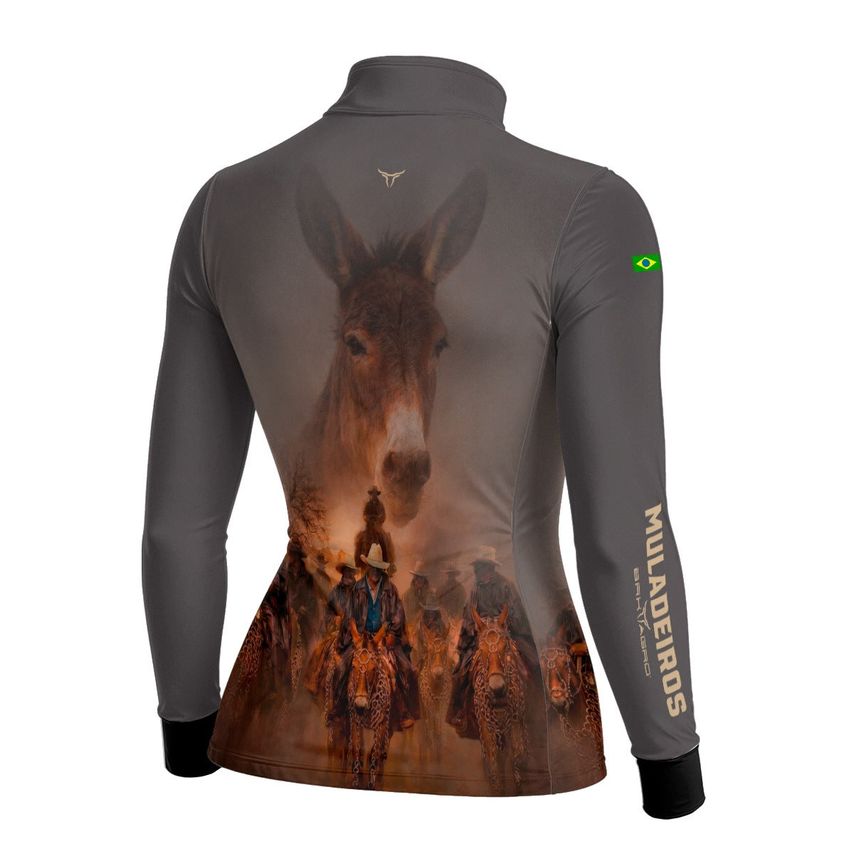 Camisa Agro Feminina BRK Muladeiros Mula com Proteção Solar UV50+ Cinza