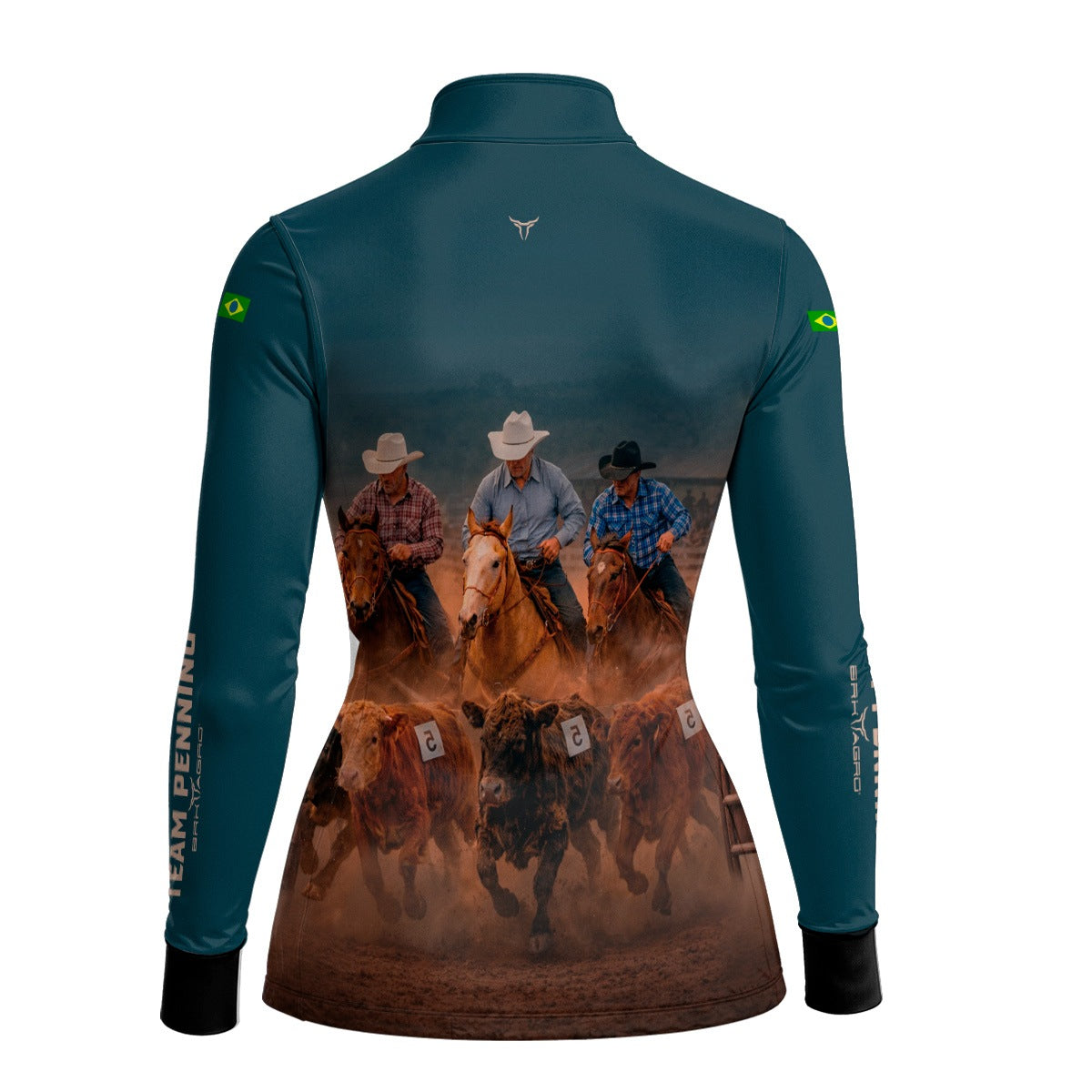 Camisa Agro Feminina BRK Team Penning Cowboy Verde Petróleo com Proteção Solar UV50+ Verde Petróleo