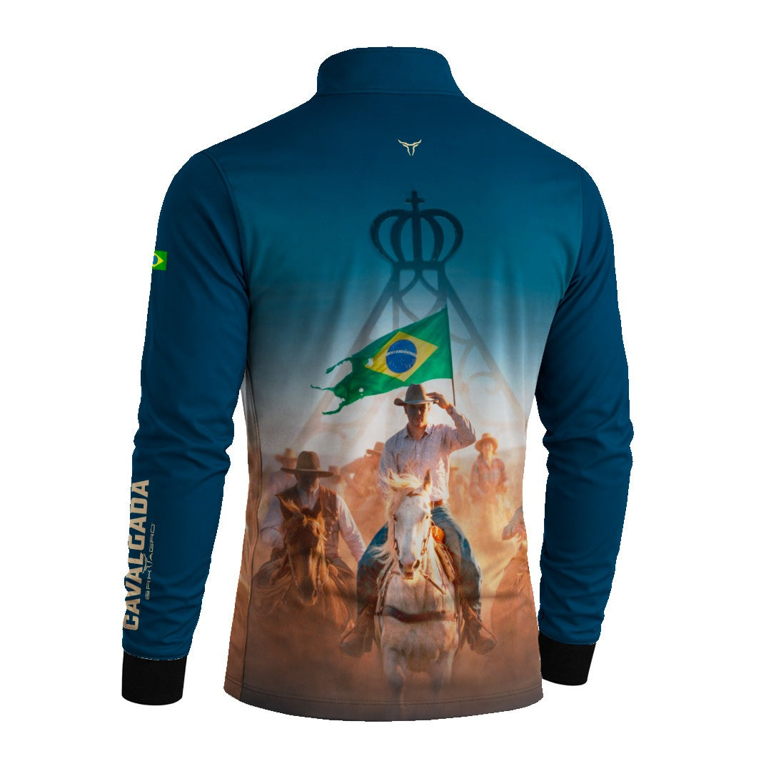 Camisa Agro BRK Cavalgada Brasil com Proteção Solar UV50+ Verde Petróleo