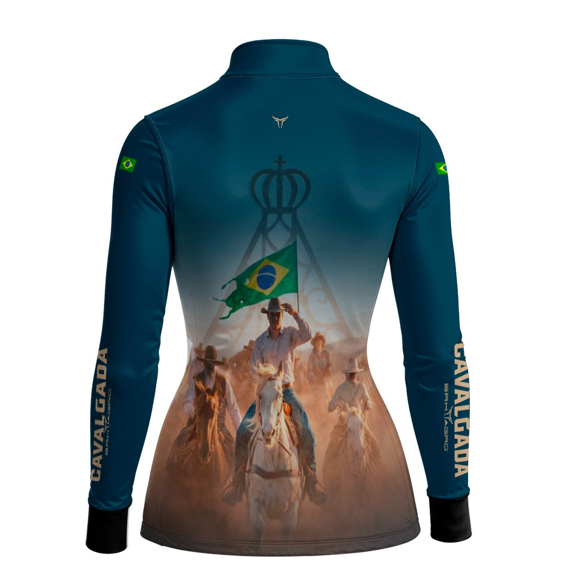 Camisa Agro Feminina BRK Cavalgada Brasil com Proteção Solar UV50+ Verde Petróleo