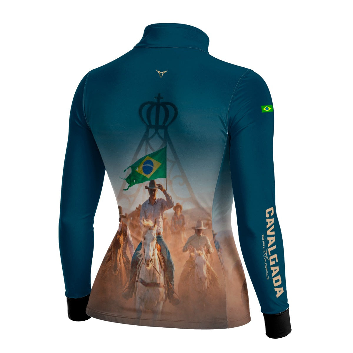 Camisa Agro Feminina BRK Cavalgada Brasil com Proteção Solar UV50+ Verde Petróleo