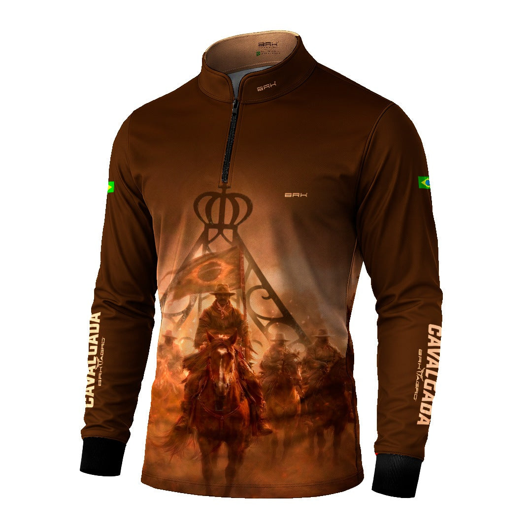 Camisa Agro BRK Cavalgada Brasil com Proteção Solar UV50+  Marrom