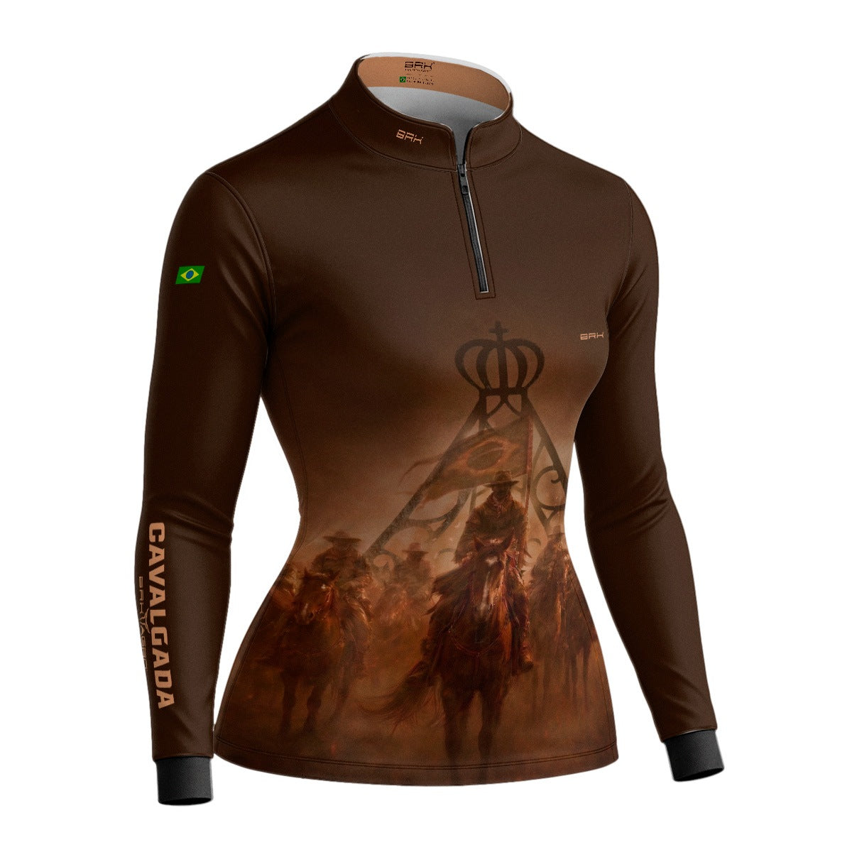 Camisa Agro Feminina BRK Cavalgada Brasil com Proteção Solar UV50+  Marrom