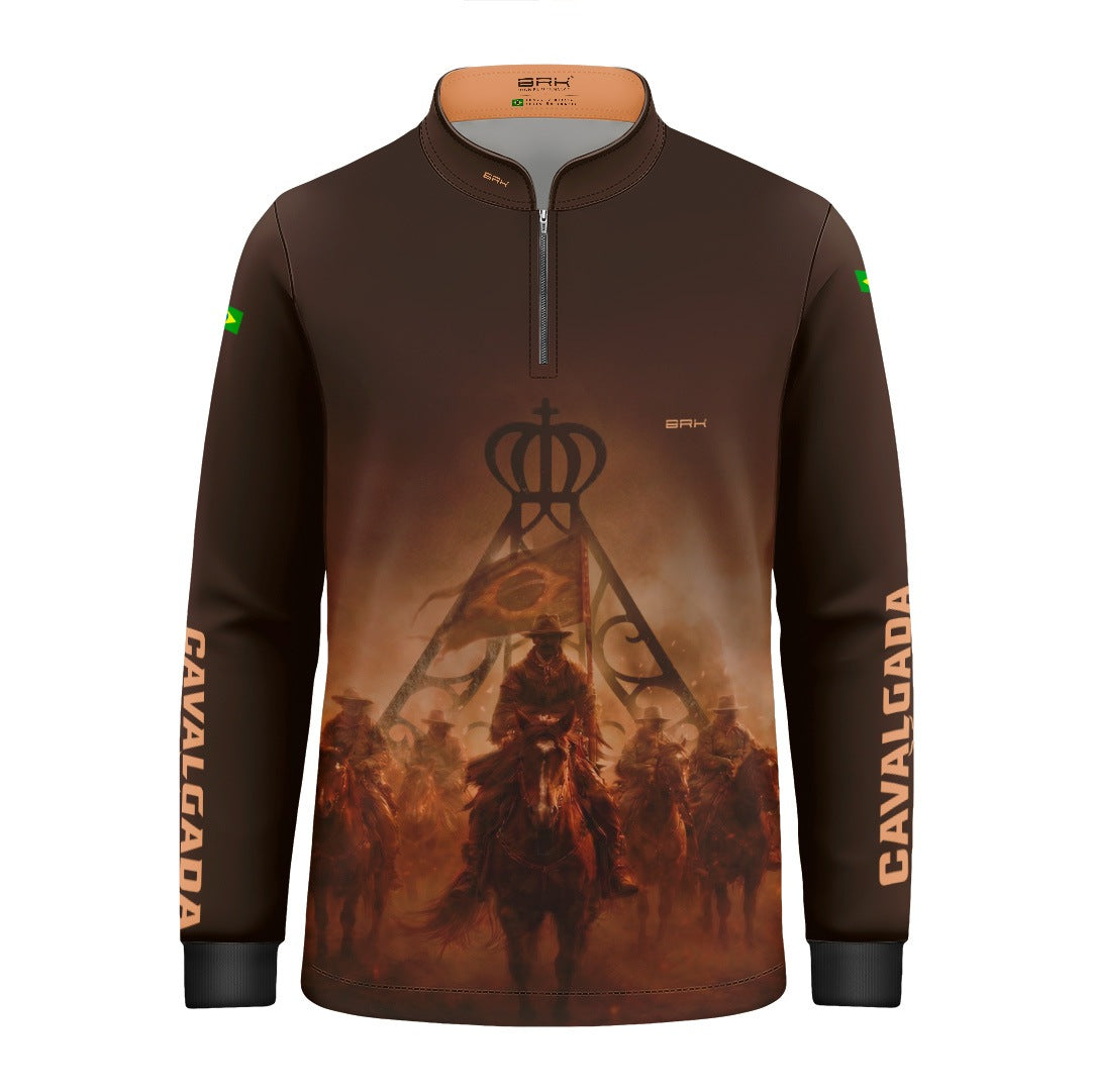 Camisa Agro Infantil BRK Cavalgada Brasil com Proteção Solar UV50+  Marrom
