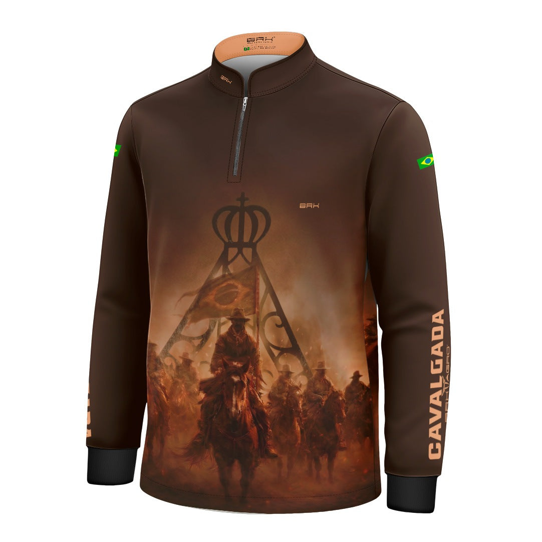 Camisa Agro Infantil BRK Cavalgada Brasil com Proteção Solar UV50+  Marrom