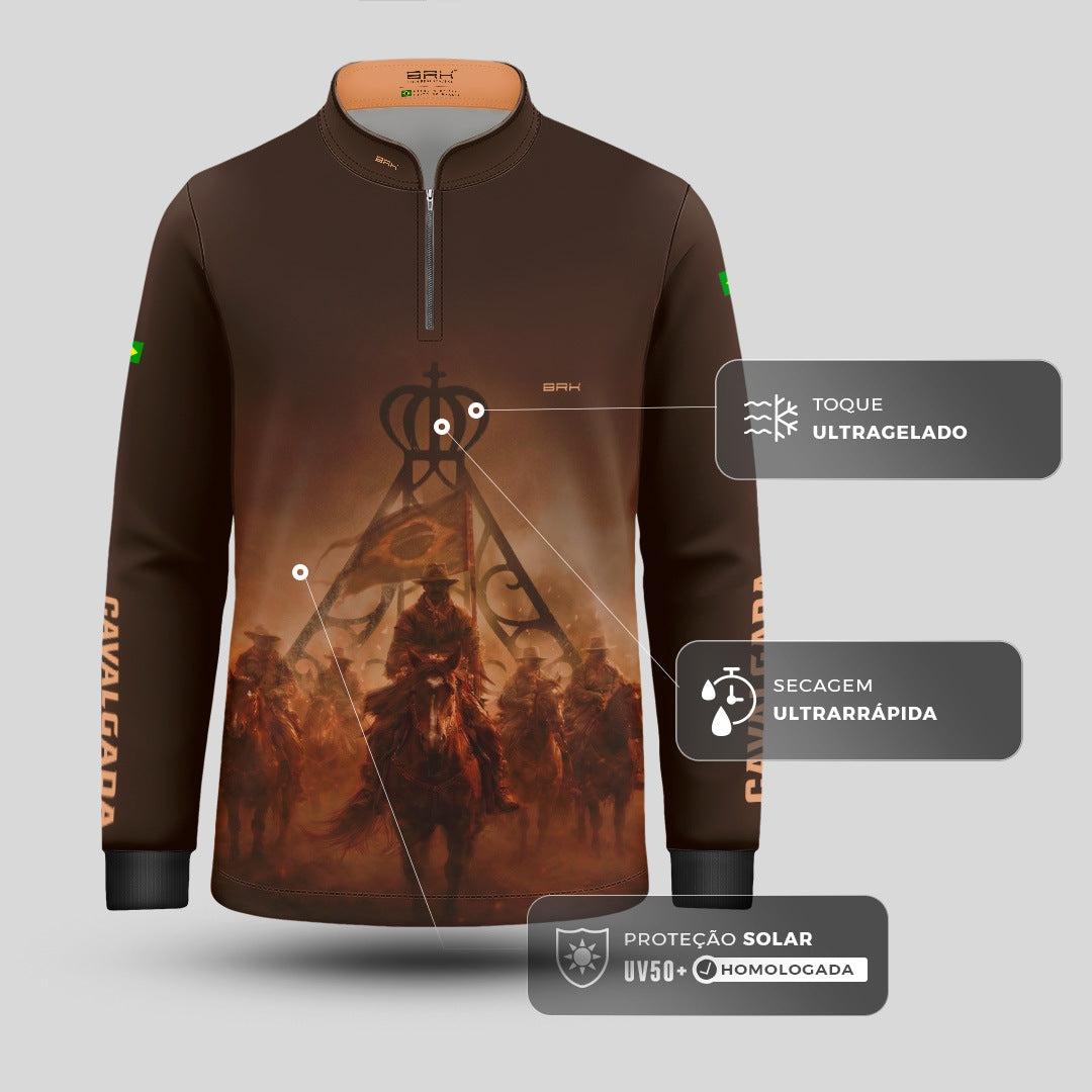 Camisa Agro Infantil BRK Cavalgada Brasil com Proteção Solar UV50+  Marrom