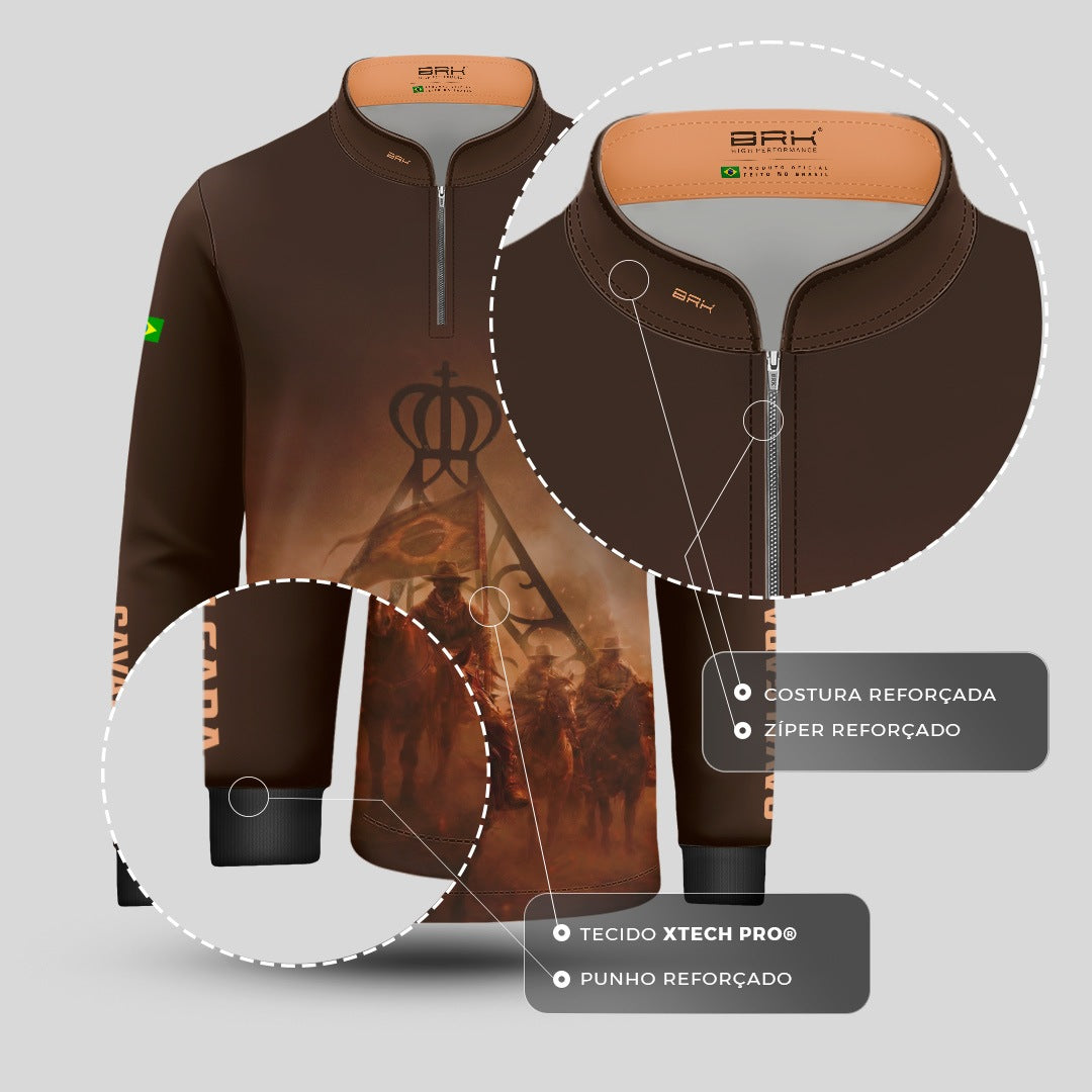 Camisa Agro Infantil BRK Cavalgada Brasil com Proteção Solar UV50+  Marrom