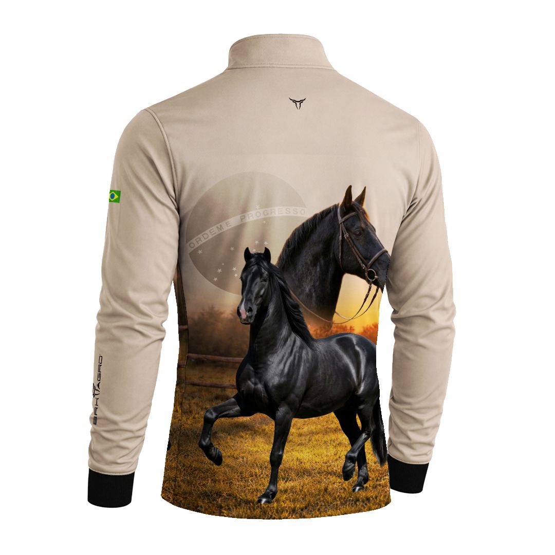 Camisa Agro BRK Cavalos Elite com Proteção Solar UV50+ Bege