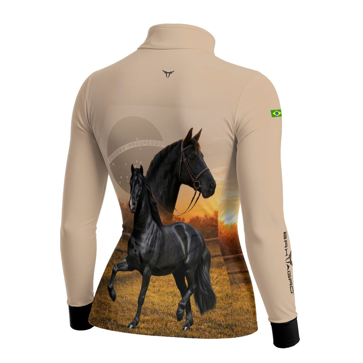 Camisa Agro Feminina BRK Cavalos Elite com Proteção Solar UV50+ Bege