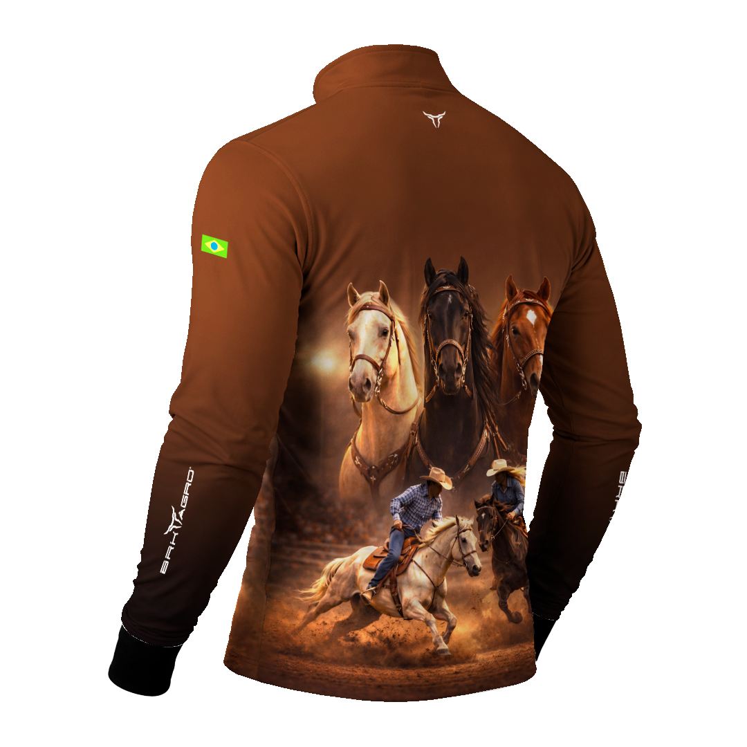 Camisa Agro BRK Cavalos Performance com Proteção Solar UV50+ Marrom