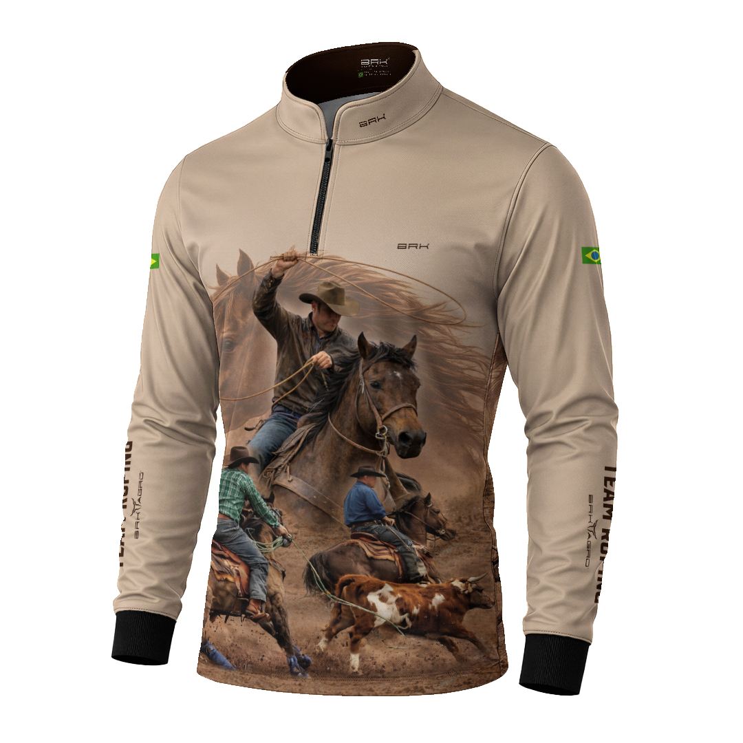 Camisa Agro BRK Laço em Dupla Cowboy com Proteção Solar UV50+ Bege