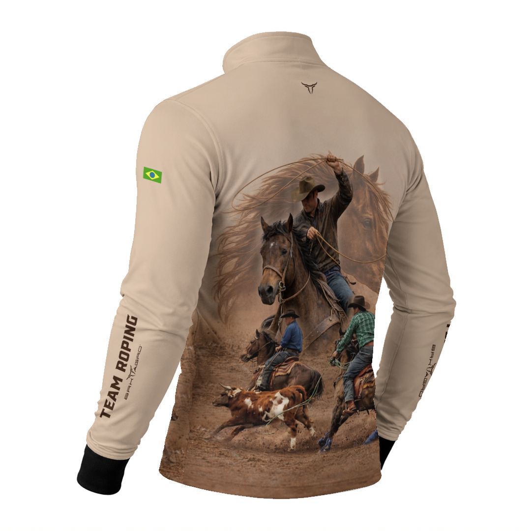 Camisa Agro BRK Laço em Dupla Cowboy com Proteção Solar UV50+ Bege