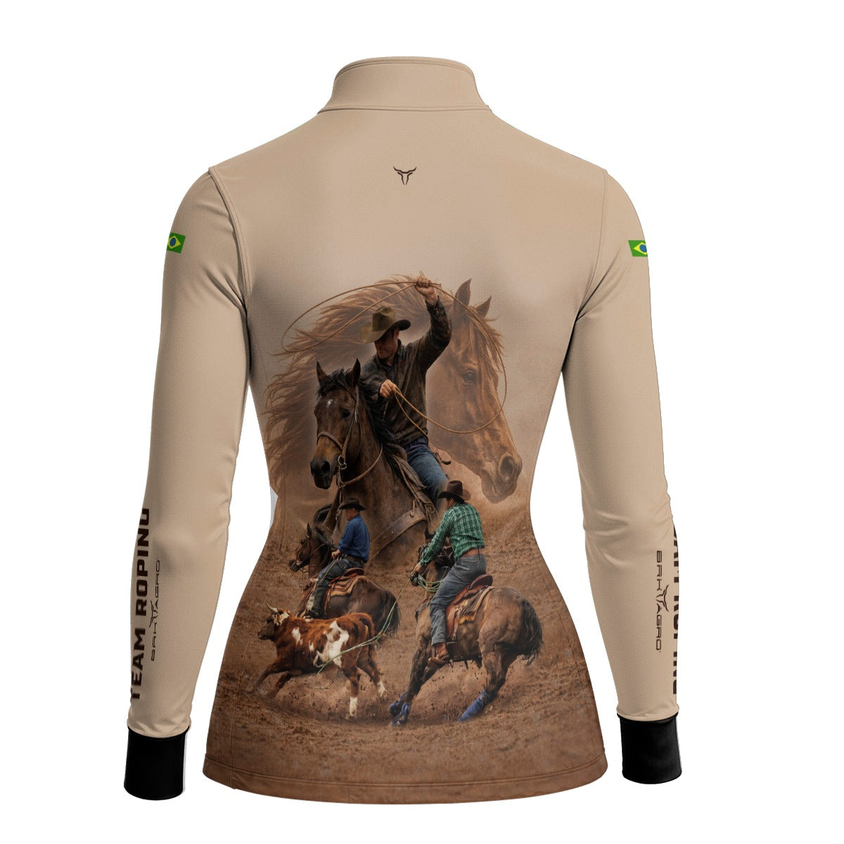 Camisa Agro Feminina BRK Laço em Dupla Cowboy  com Proteção Solar UV50+ Bege